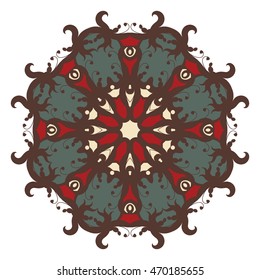 Abstract circular pattern or mandala in vector. Graphic template for your design. Decorative red and gray colors ornament. Background in floral, indian and islamic style on isolated background.
