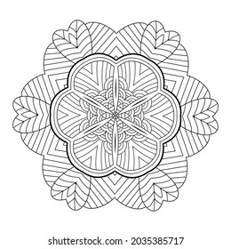 Abstract circular pattern with many details and geometry elements in form of mandala. Vector illustration for coloring book for children and adults