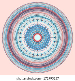 Abstract circular pattern on a light pink background