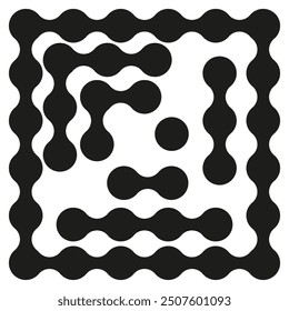 Abstract circular pattern. Organic shape grid. Geometric flowing form. Vector black symbol. E