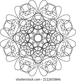 An abstract circular pattern that can be placed as a print on a T-shirt or used as a coloring