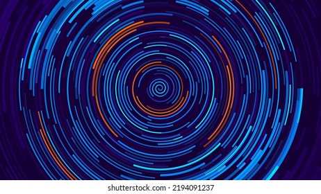 Abstract Circular Pattern Vector Background. Round Colorful Arcs Backdrop. Moving Circles. Vector Illustration.  Radial Speed Lines.