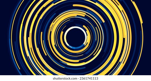 Abstract Circular Pattern Vector Background. Round Fast Lines Arcs Backdrop. Moving Circles. Vector Illustration. Radial Speed Lines.