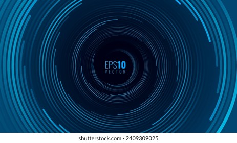 Abstract Circular Pattern Vector Background. Round Colorful Arcs Spiral Backdrop. Moving Circles. 3D Tunnel Depth Effect. Vector Illustration. Radial Speed Lines.