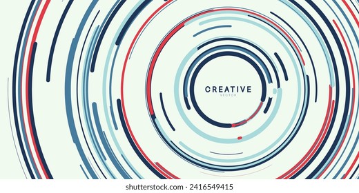 Abstract Circular Pattern Vector Background. Round Fast Lines Arcs Backdrop. Moving Circles. Vector Illustration. Radial Speed Lines.