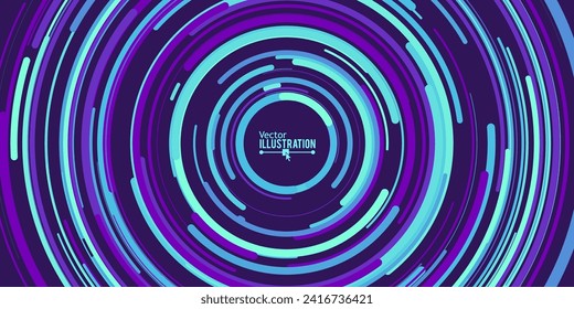 Abstract Circular Pattern Vector Background. Round Fast Lines Arcs Backdrop. Moving Circles. Vector Illustration. Radial Speed Lines.