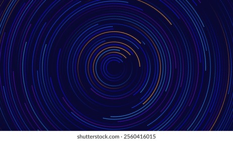 Abstract Circular Pattern Vector Background. Round Colorful Arcs Spiral Backdrop. Moving Circles. 3D Tunnel Depth Effect. Vector Illustration. Radial Speed Lines.