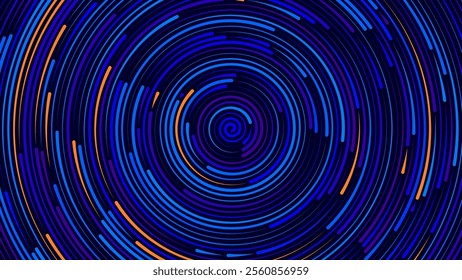 Abstract Circular Pattern Vector Background. Round Colorful Arcs Spiral Backdrop. Moving Circles. 3D Tunnel Depth Effect. Vector Illustration. Radial Speed Lines.