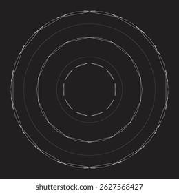 Abstract Circular Pattern of White Dots on Black Background