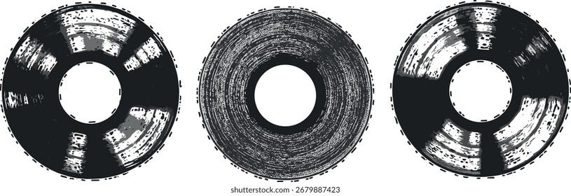  Patrones circulares Abstractas con simetría radial y detalles texturizados, que representan datos digitales o visualizaciones de ondas de sonido