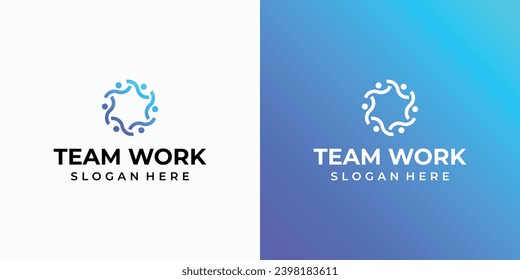 Abstract circular people together vector logo design