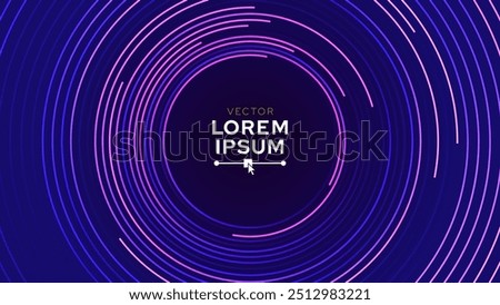 Abstract Circular Purple Line Trails Moving in Circle. Digital Business or Science Background. Medical Research or Tech Innovation Online Webinar Presentation Event. Conference or Forum Vector.