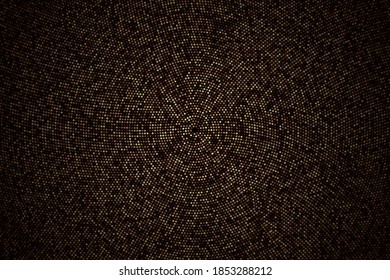 Abstract circular retro pattern. Golden explosion of confetti digitally generated. Gold glitter texture on a black background halftone style. Vector illustration