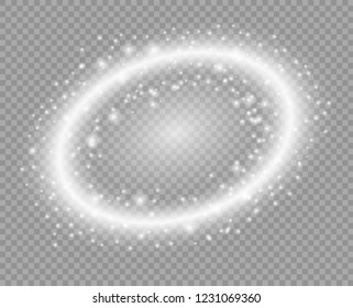 Abstract circular ring with dust particles. Design element isolated on a transparent background.