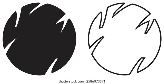 Abstract Circular Saw Blade Silhouettes Design. Isolated On Transparent Background.