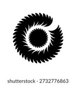 Abstract Circular Sawtooth Vortex Symbol Radial Saw Blade Geometric Gear Element Graphic Vector for Industrial Engineering and Mechanical Tools