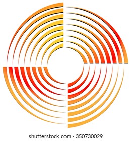 Abstract circular shape, rotating element. Vector. Orange version.