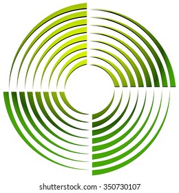 Abstract circular shape, rotating element. Vector. Green version.