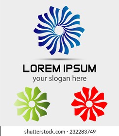 Abstract circular sign corporate design icon logo set 