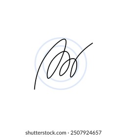 Abstract circular signature illustration with loops and spiral lines. Ideal for branding, logos, modern design themes, artistic representations, and digital identity concepts in vector graphics.