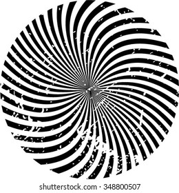 Abstract circular, spiral element with radiating lines.
