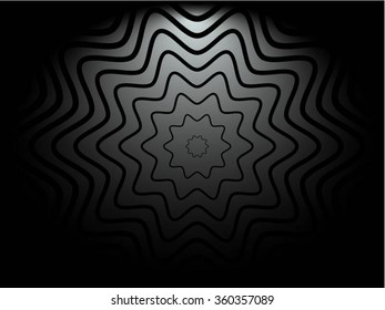 Abstract circular, spiral element with radiating lines.
