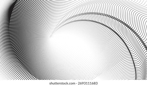 Abstract circular spiral halftone line and dot pattern vector illustration.