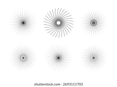 Línea circular Abstractas de la espiral y sistema del modelo del punto. Ilustración vectorial floral del modelo 