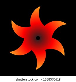 Abstract circular spiral pattern in the shape of a flower star. Red Circular Spiral
