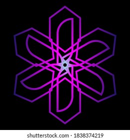 Abstract circular spiral pattern in the shape of a flower star. Purple Pink Circular Spiral