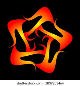 Abstract circular spiral pattern in the shape of a flower star. Orange Spiral Transitions