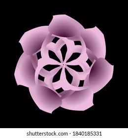 Abstract circular spiral pattern in the shape of a flower star. White purple circular spiral transition