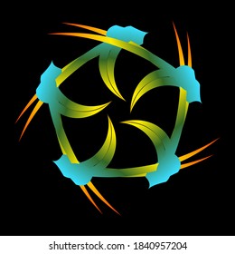 Abstract circular spiral pattern in the shape of a flower star. Circular spiral transition colorful. Unique circular spiral