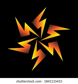 Abstract circular spiral pattern in the shape of a flower star. Circular spiral transition with orange color. Thunder abstract circular spiral pattern in the shape of a flower star