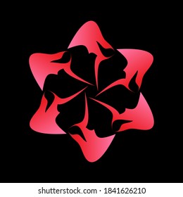 Abstract circular spiral pattern in the shape of a flower star. Star circular spiral transition with pink color. Spiral star grid vector image with circular transition