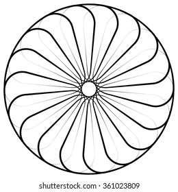 Abstract circular spiral, twirl element isolated on white. Editable vector.