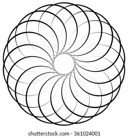 Abstract circular spiral, twirl element isolated on white. Editable vector.