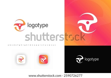 Abstract circular steering wheel logo, symbolizing motion, control, and innovation. Ideal for automotive brands, driving services, transportation, and mobility startups. Vector illustration