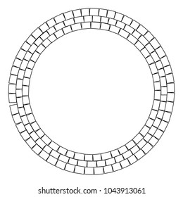 Abstract circular stonework, stonewall element. Circle mosaic. 