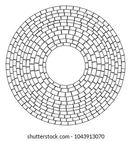 Abstract circular stonework, stonewall element. Circle mosaic. 