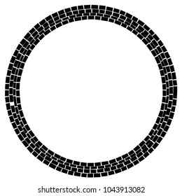 Abstract circular stonework, stonewall element. Circle mosaic. 