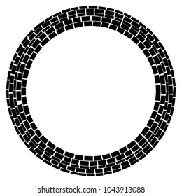 Abstract circular stonework, stonewall element. Circle mosaic. 