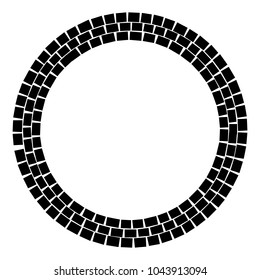 Abstract circular stonework, stonewall element. Circle mosaic. 