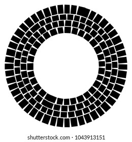 Abstract circular stonework, stonewall element. Circle mosaic. 