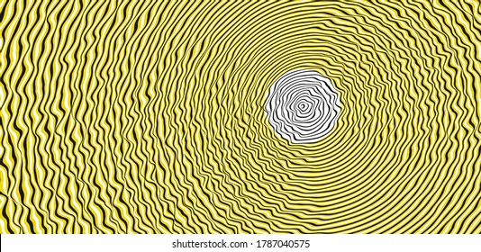 Abstract circular striped background. Pattern with optical illusion. 3D geometrical vector illustration.