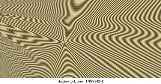 Abstract circular striped background. Pattern with optical illusion. 3D geometrical vector illustration.