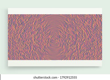 Abstract circular striped background. Pattern with optical illusion. 3D geometrical vector illustration.