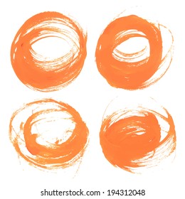 Abstract circular strokes thick orange paint