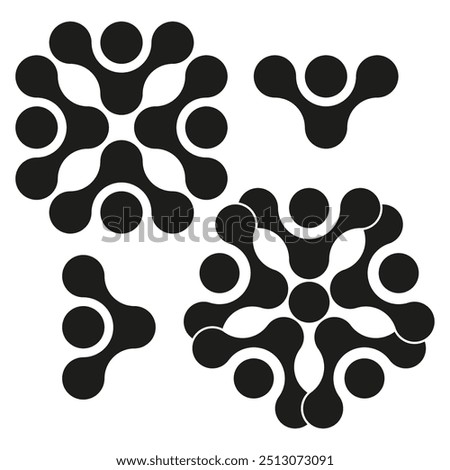 Abstract circular symbols. Organic geometric shapes. Minimalist modular design. Vector graphic.