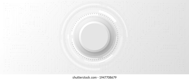 abstract circular technology innovation concept. Circle vector background with circuit Elements, black and white image